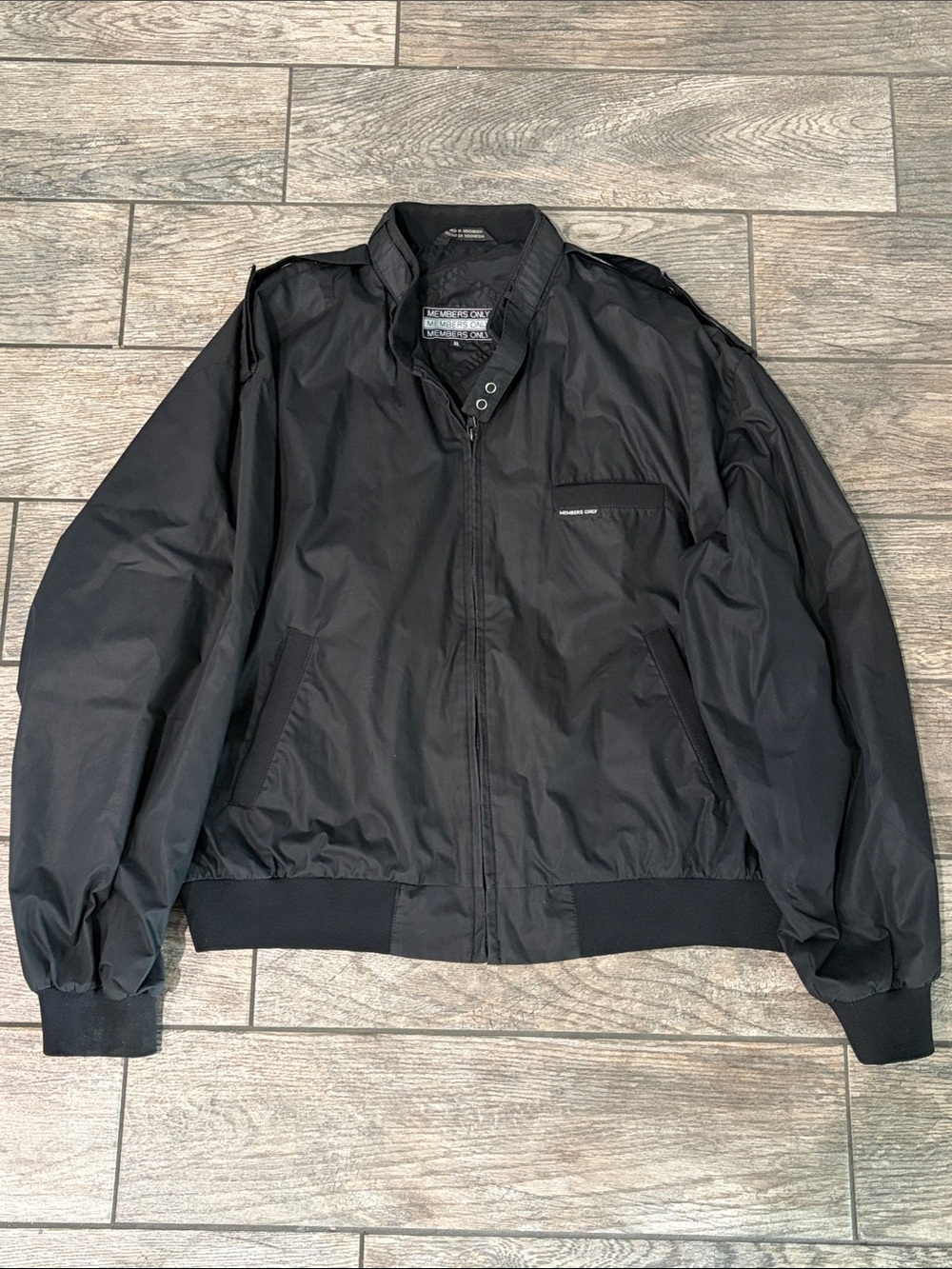 Vintage 90s Black Members Only Bomber Jacket Size XL